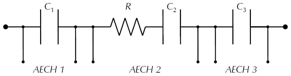 Serially connected capacitors with Auxiliary Electrometer connections 