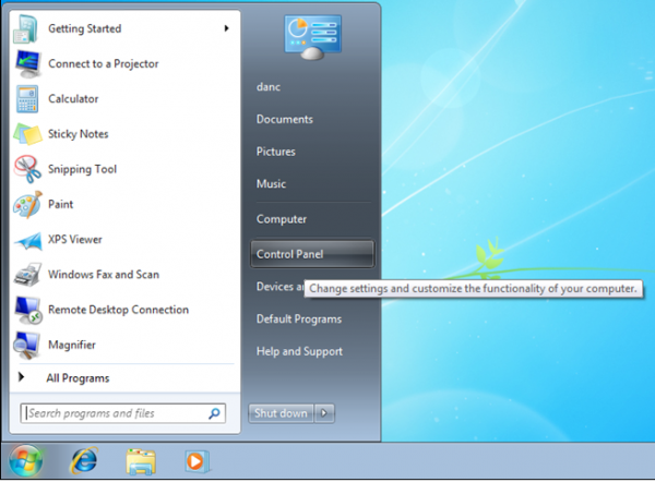 windows 7 control panel