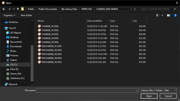 charge discharge data files