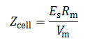 The voltage developed across Rm is measured by the meter as Vm.