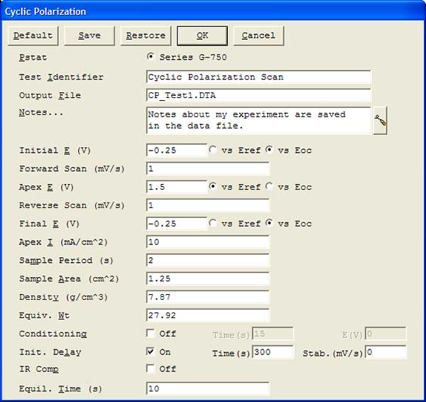 experiment setup window