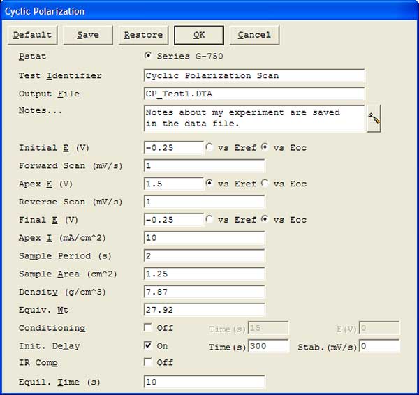 experiment setup window