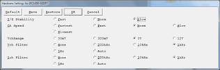 Advanced Pstat setup hardware settings window