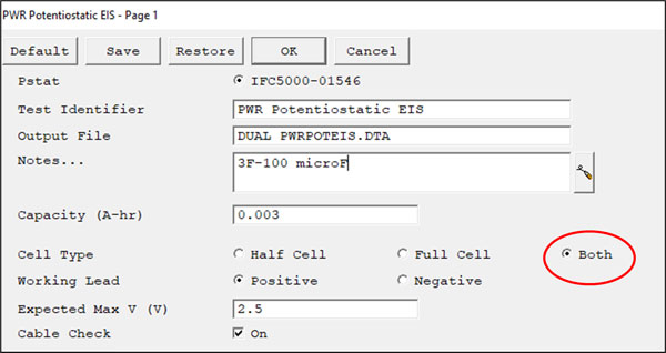 Potentiostatic EIS script for Dual Electrometer function.
